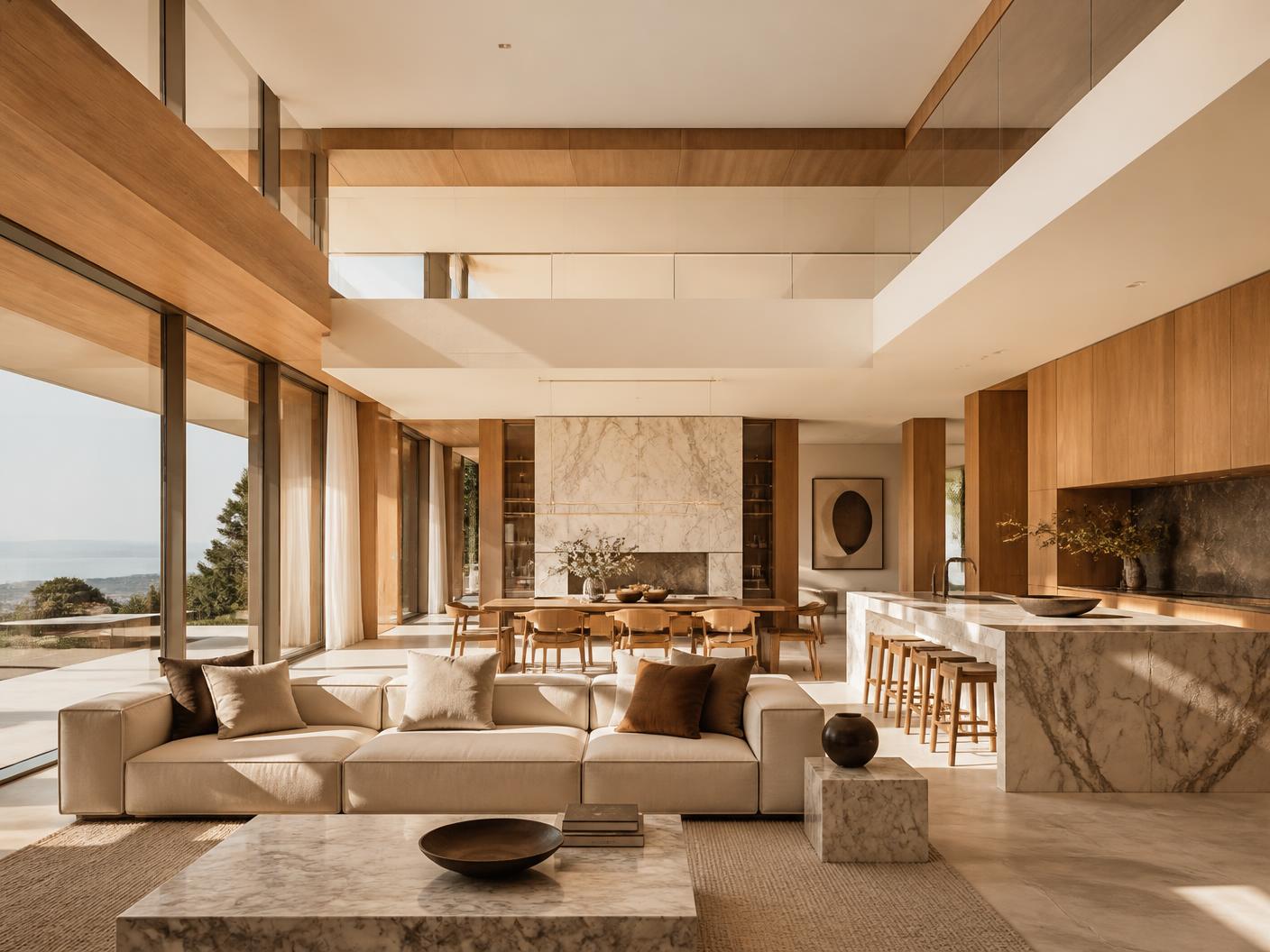 Open-plan living and dining space in a fully renovated Arabian Ranches villa after renovation