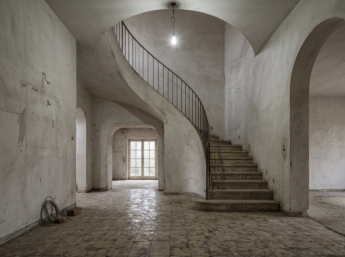 Double-height entrance hall in a fully renovated Jumeirah Park villa before renovation